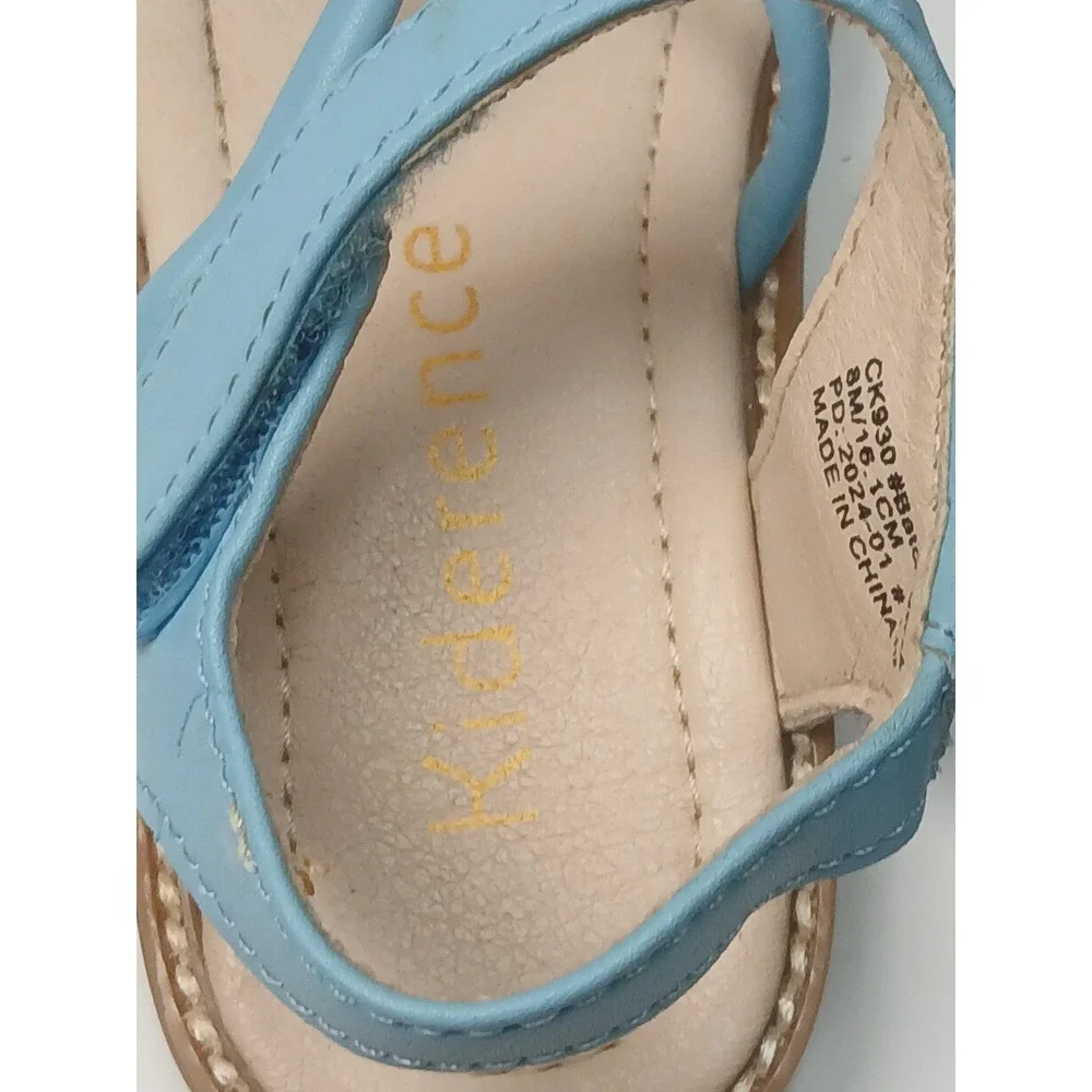 Kiderence Sandals Kids 8M Blue Strappy Bow Hook Loop CK930